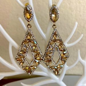 Vintage 90s Dangling Rhinestones Post Earrings